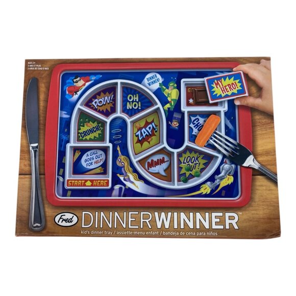 Fred & Friends DINNER WINNER Kids Superhero Fun Dinner Game 9 Compartments NEW - Picture 2 of 6